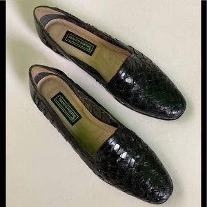 Franco Fortuni black woven leather loafers, 11M, new $50 Firm.